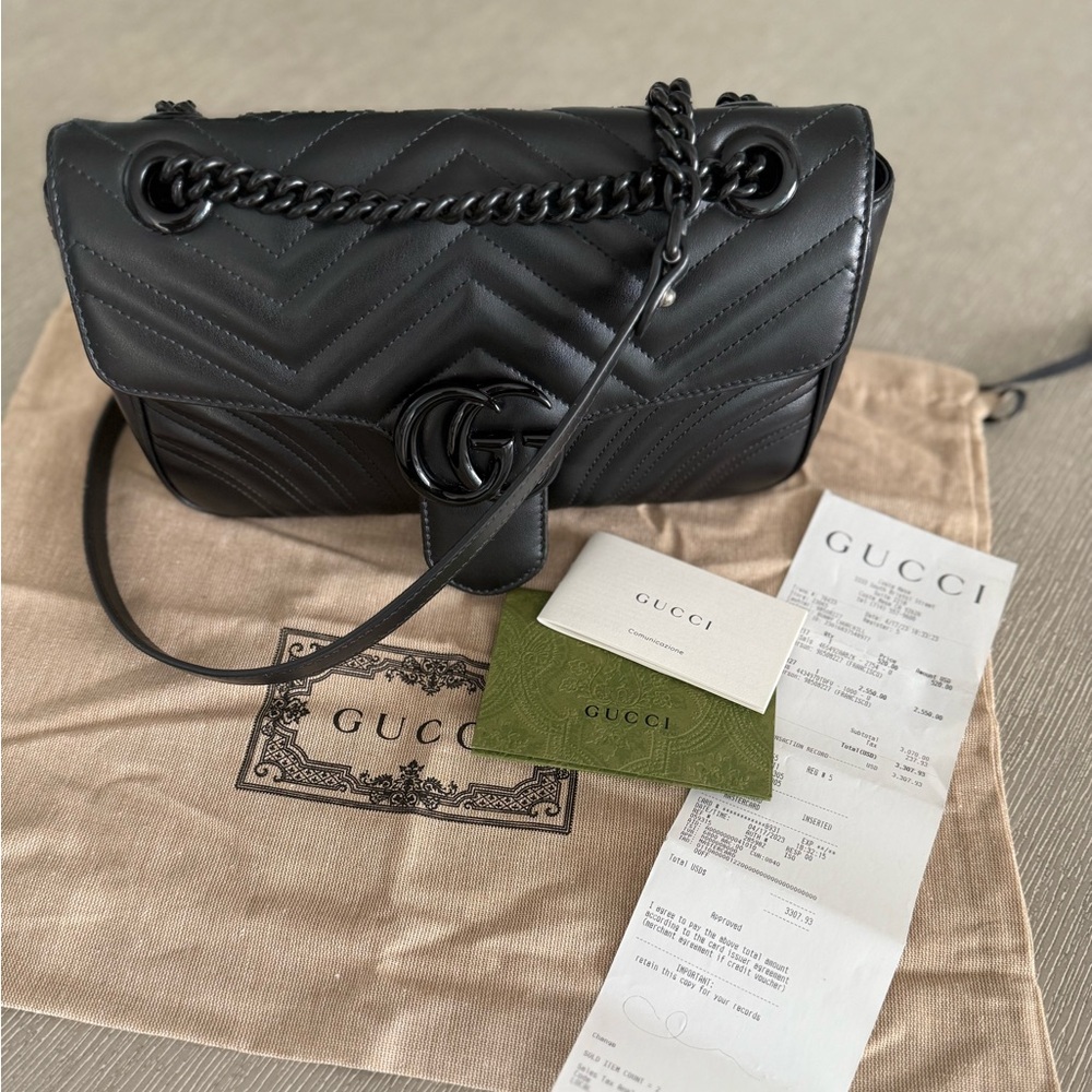 Gucci GG Marmont Small Black Leather Shoulder Bag
